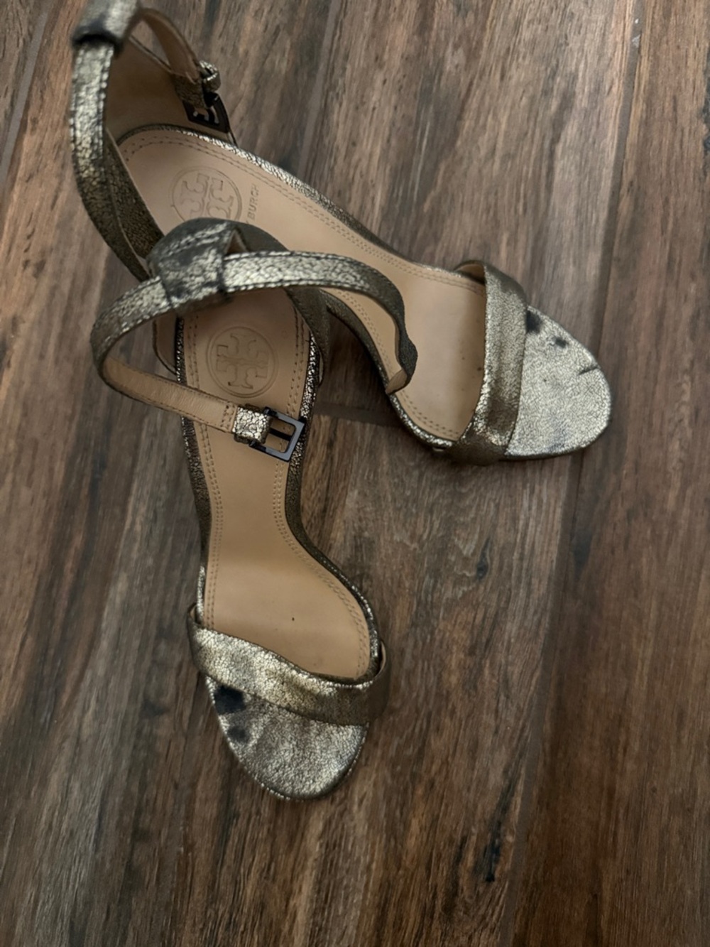 Tory Burch Gold Metallic Ankle-Strap Sandals